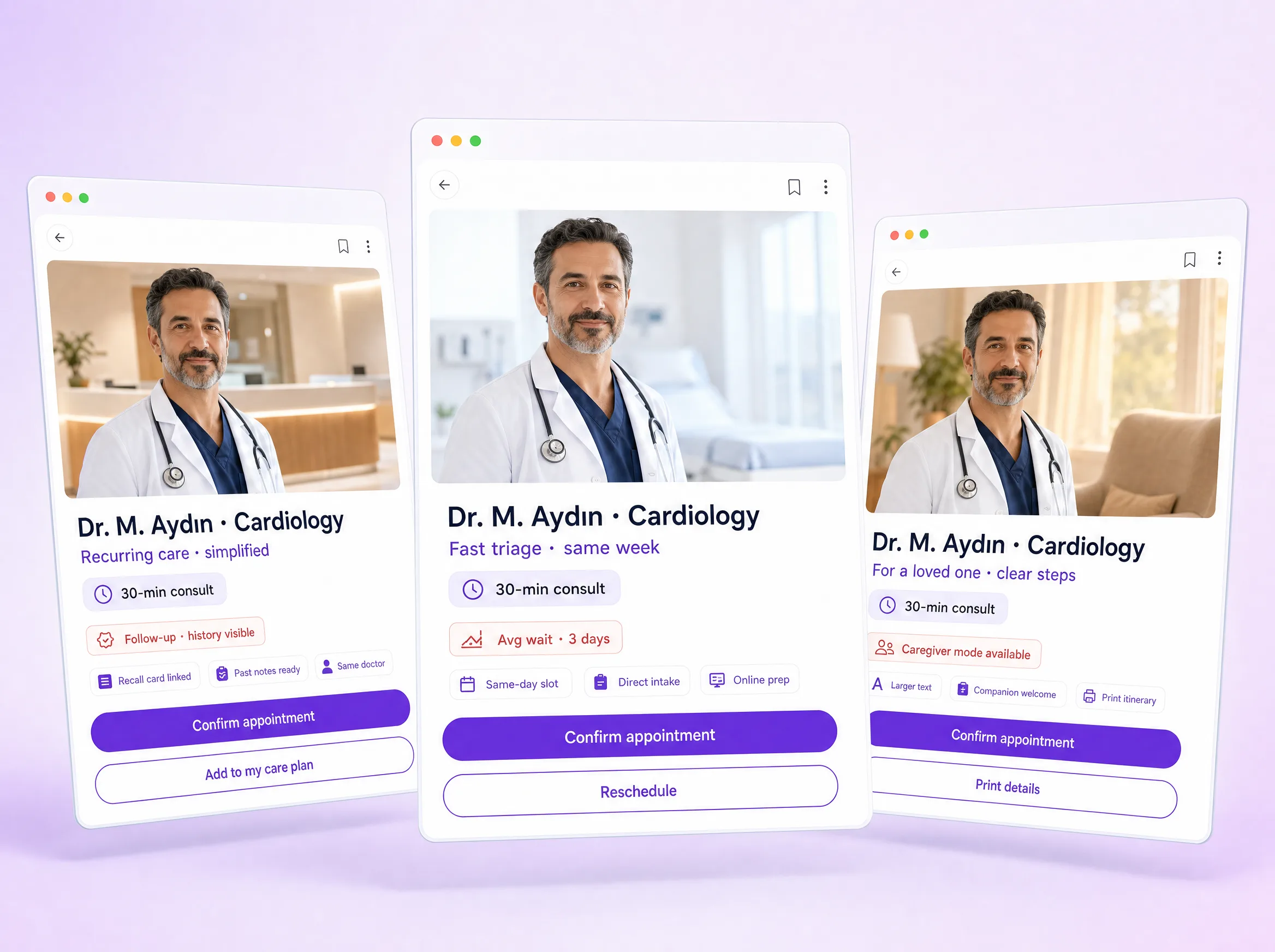 Booking flows that fit the patient.